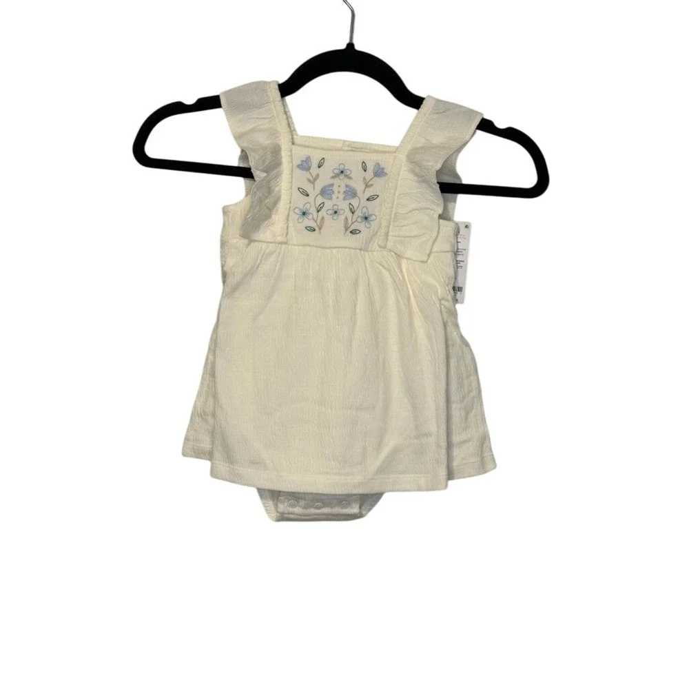 Carters Baby Girls Floral Embroidered‎ Dress Bodysuit Romper Size 18 Months NWT